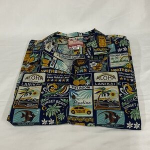 Men's Blue RJC short sleeve button down Hawaiian Shirt